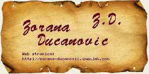 Zorana Ducanović vizit kartica